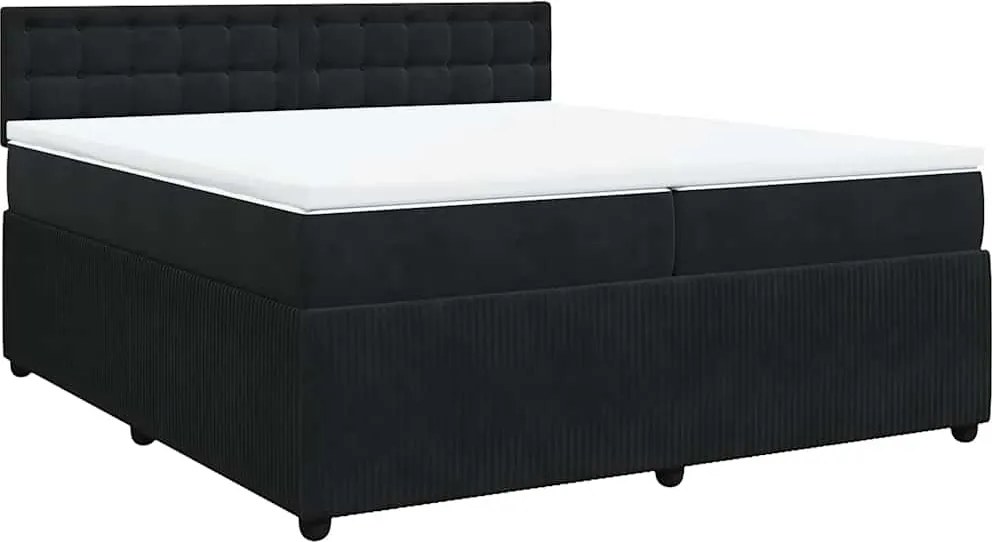vidaXL fekete bársony rugós ágy matraccal 200x200 cm