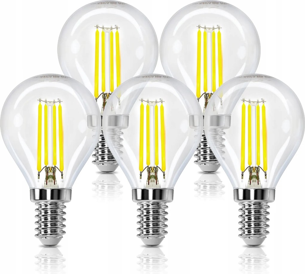5x Led izzó E14 filament 4W=40W 470lm 6500K Hideg Dekoratív Aigostar