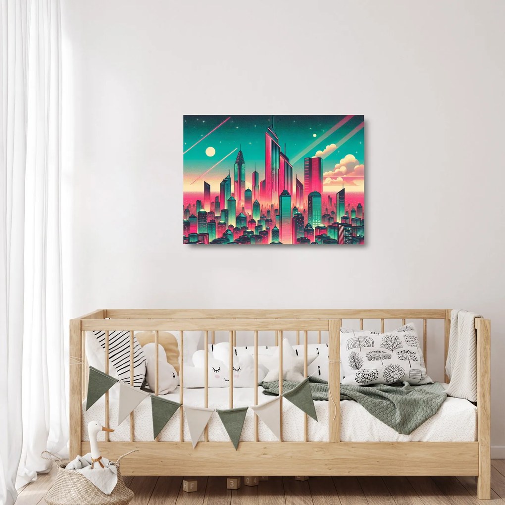 Üveg kép – Nagyváros pop-art stílusban (70x50 cm)