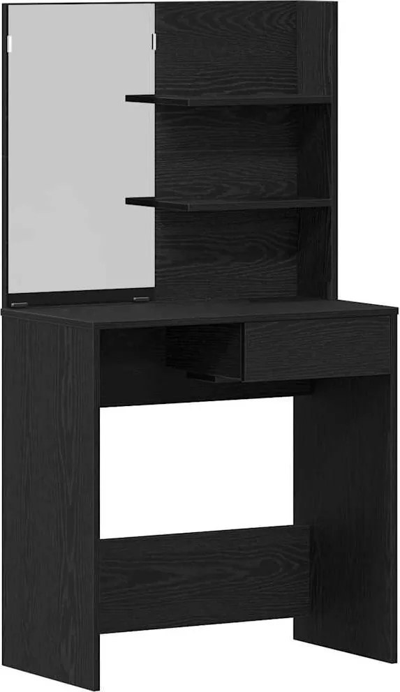 vidaXL Öltözködőasztal fiókkal Fekete tölgy 74,5 x 40 x 141 cm Faanyag