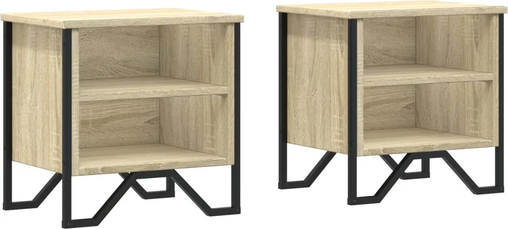 vidaXL 2 db sonoma tölgy színű szerelt fa éjjeliszekrény 40x30x40 cm