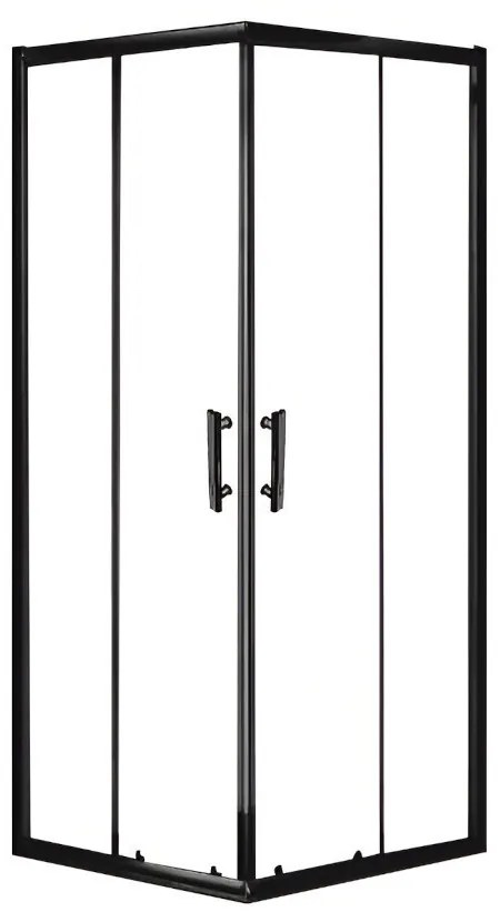 Stuxi Delhi Black 80x80 cm szögletes két tolóajtós zuhanykabin 6 mm vízlepergető biztonsági üveggel, fekete elemekkel, 190 cm magas