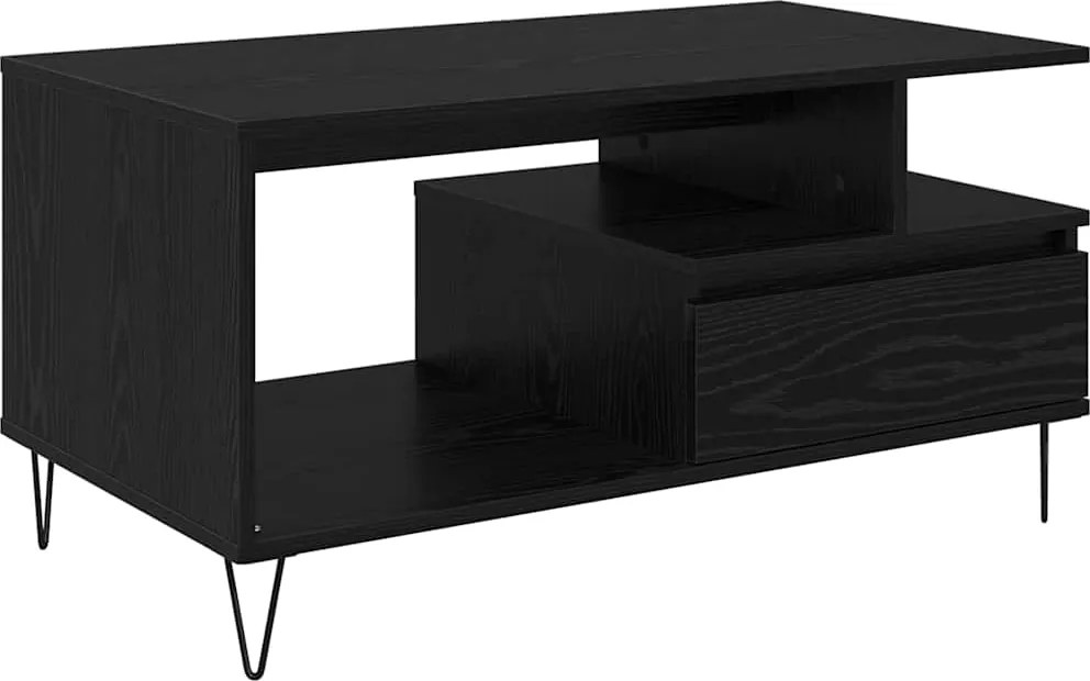 vidaXL Dohányzóasztal fiókkal Fekete tölgy 90 x 49 x 45 cm Faanyag