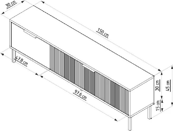 Noah TV-állvány, fehér-antracit, 150 cm