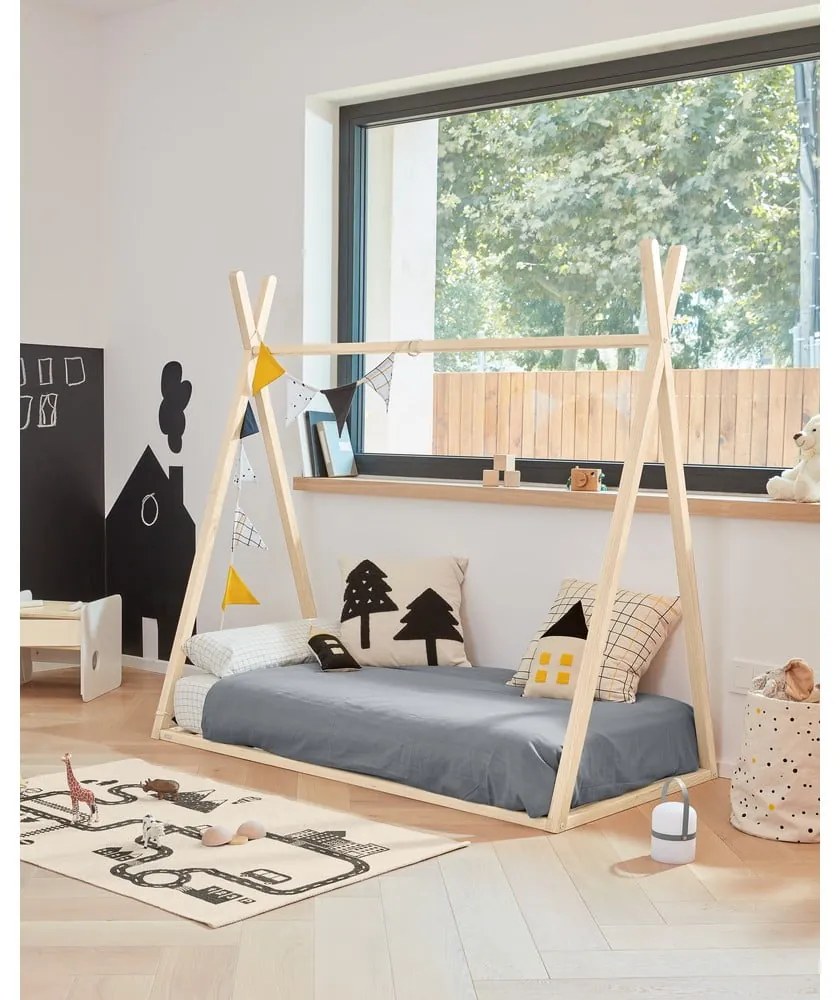 Nisi fekete-bézs organikus pamut gyerekpárna, 13 x 35 cm - Kave Home