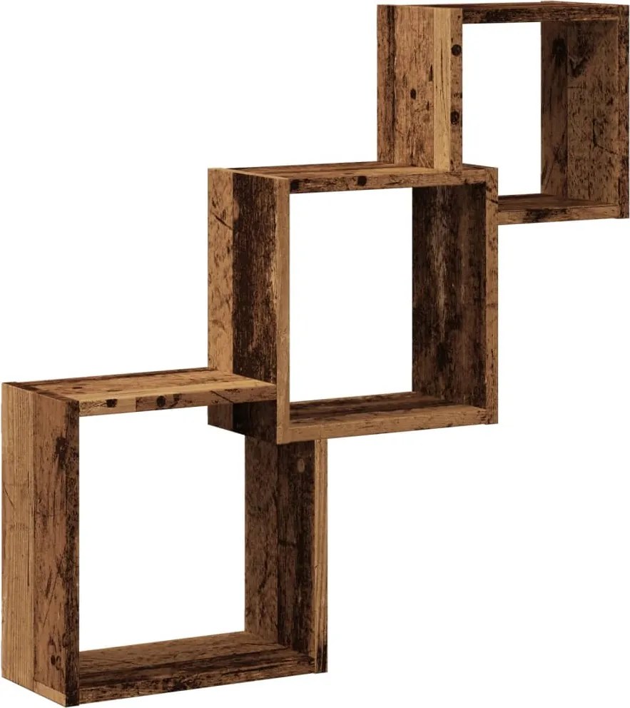 vidaXL antik fa színű szerelt fa fali kocka polcok 68x15x68 cm
