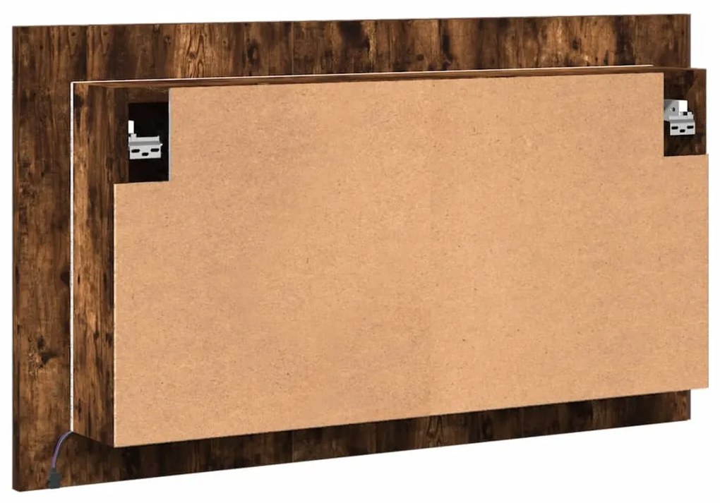 füstös tölgy akril LED-es tükrös fürdőszobaszekrény 80x12x45 cm
