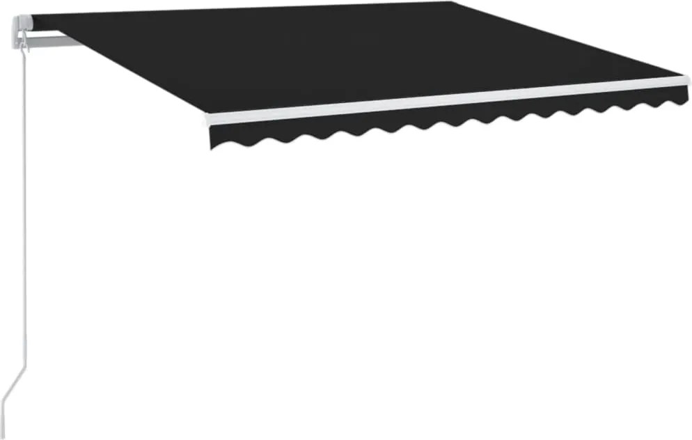 vidaXL antracitszürke kézzel kihúzható LED-es napellenző 350 x 250 cm