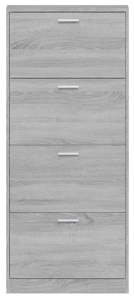 szürke sonoma színű szerelt fa cipősszekrény 59x17x150 cm