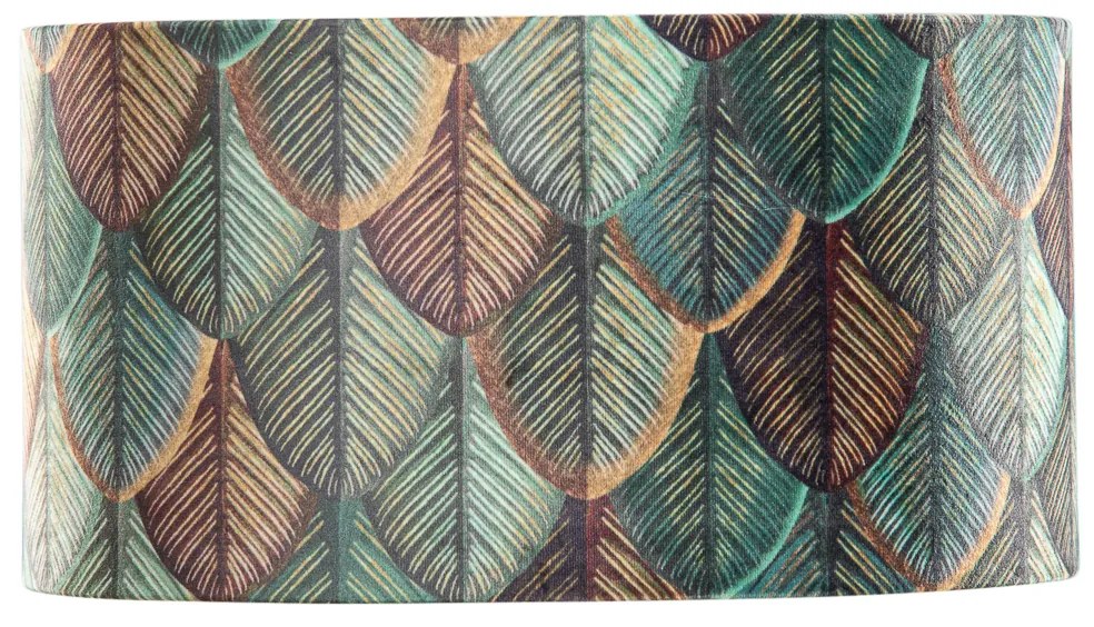 Bársony lámpabúra levélminta aranyozott belsővel, ovális 35/23/18