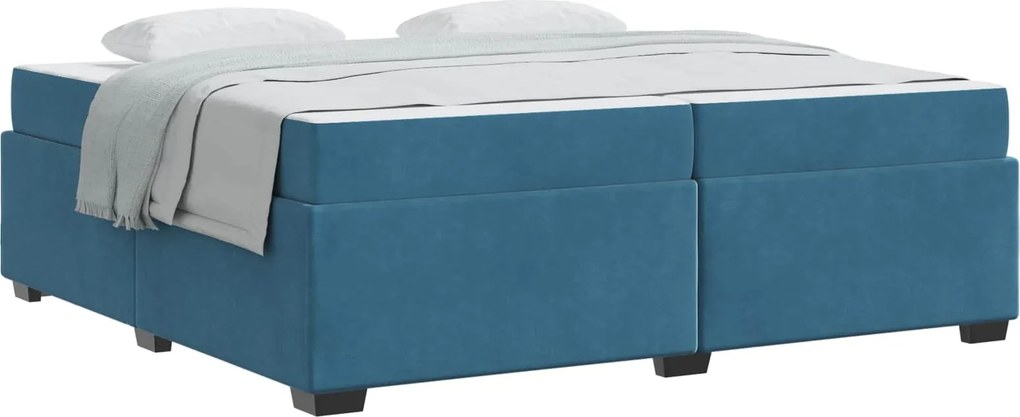 vidaXL Ágykeret matracmal Sötét kék 200 x 200 cm szövet
