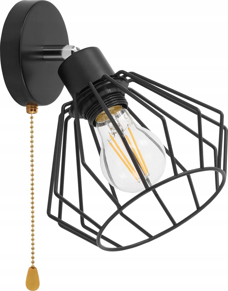 Fali lámpa Loft Led vezetékes fekete, mozgatható kapcsolóval