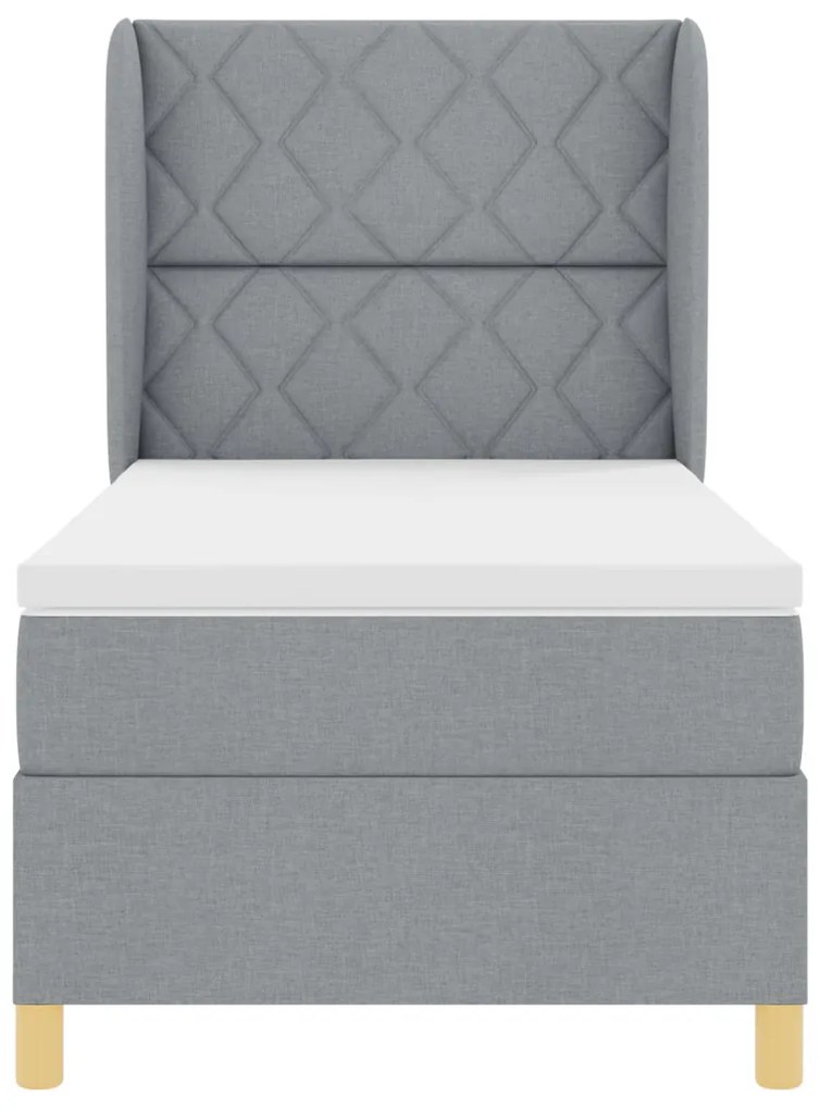 Boxspring Ágy Matrac Könnyű Szürke 90x190 cm Szövet