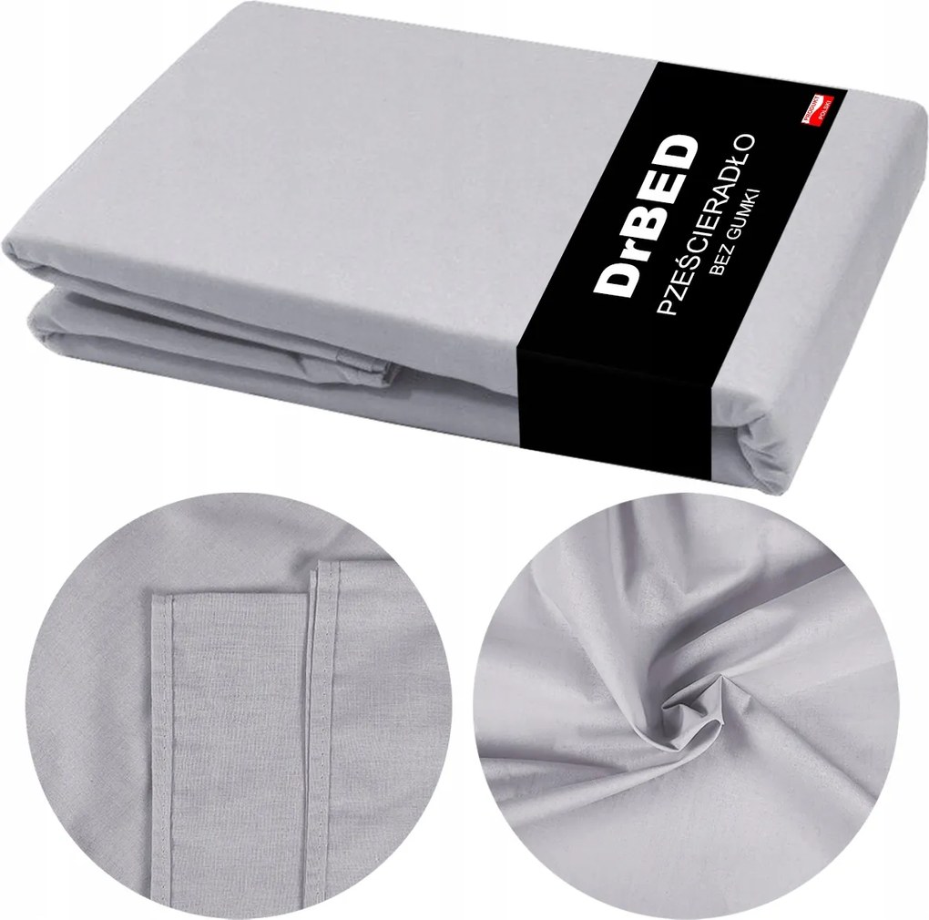 Gumi Nélküli Pamut Lepedő Természetes 220 x 200 Tartós Szürke Lengyel