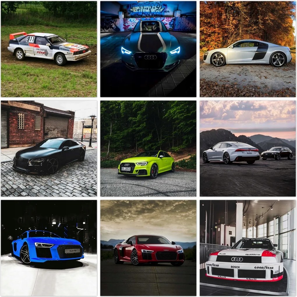 Poszter szett 9x 30x30 Mix Audi autók