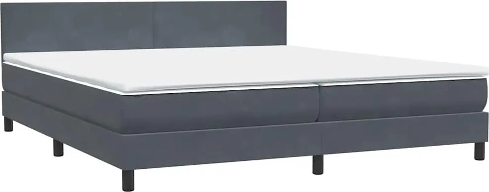 vidaXL sötétszürke bársony rugós ágy matraccal 180x210 cm