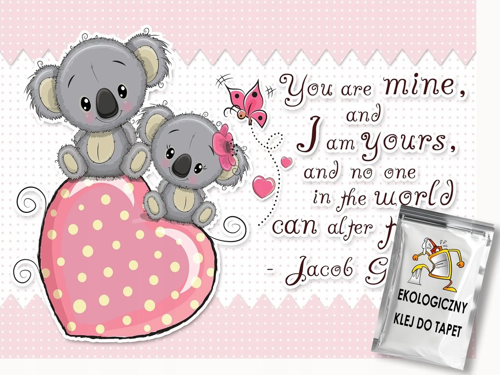 Fotótapéta Flizelina Gyerekeknek Állatok Koalák Szív Rózsa 250x175 ragasztó