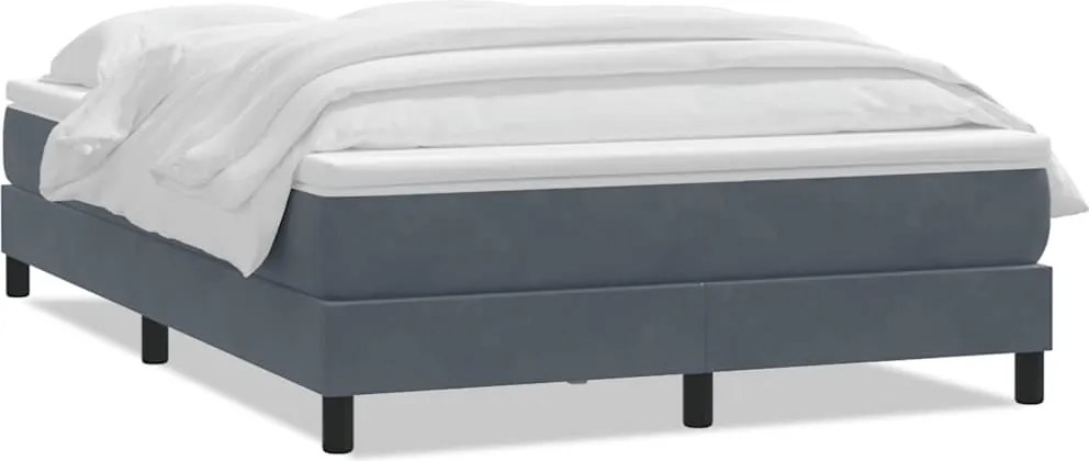 vidaXL sötétszürke bársony rugós ágy matraccal 140x220 cm