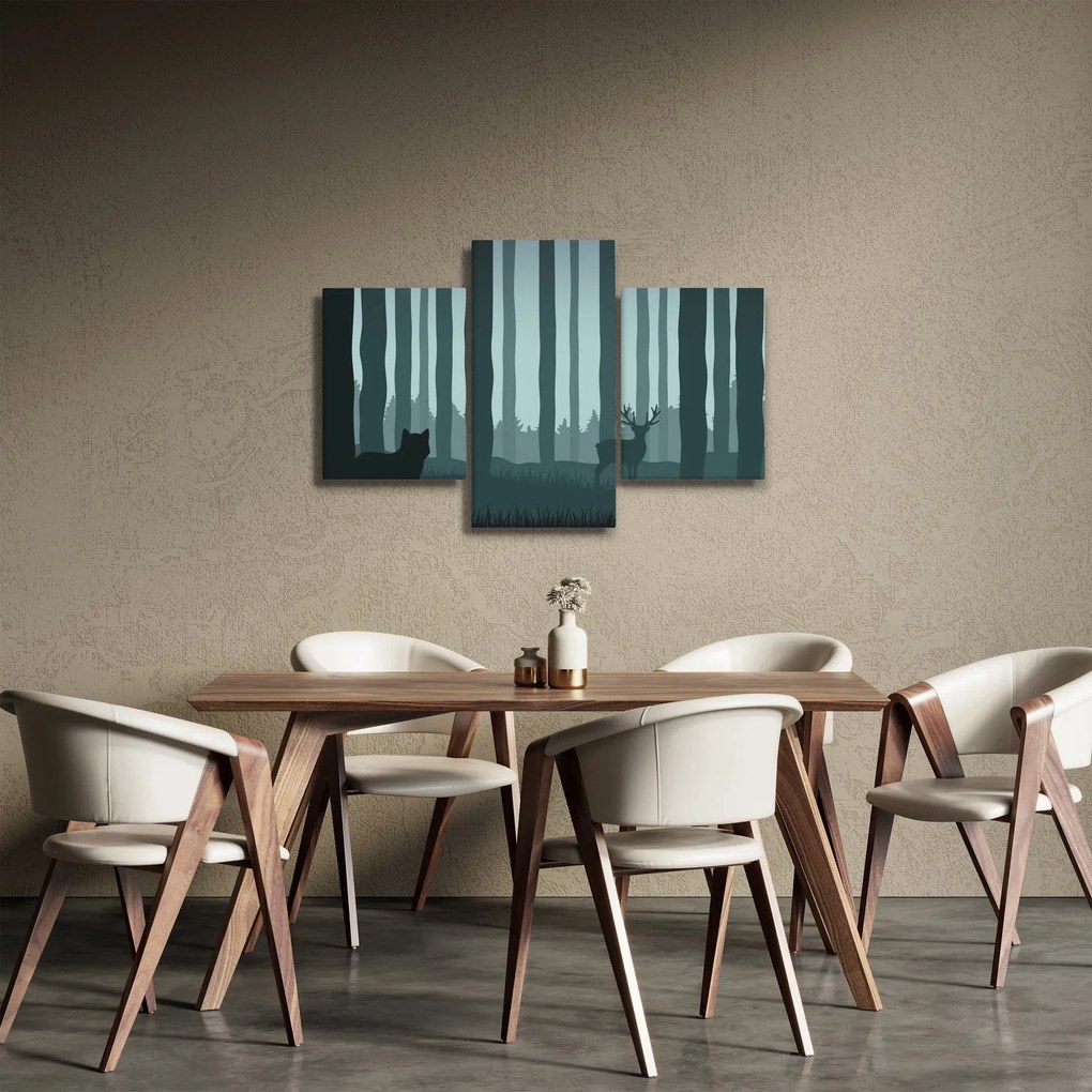 Kép - Szarvas farkassal a sziklák között (90x60 cm)
