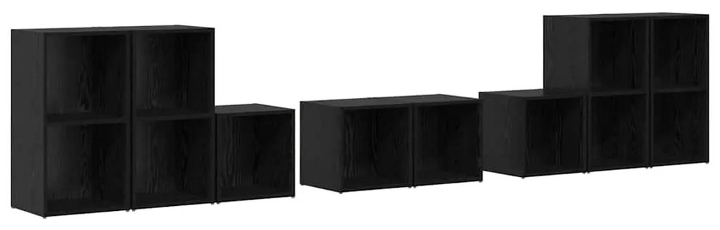 TV Szekrény Szett 8 pcs Fekete tölgy 37 x 35 x 72 cm Faanyag