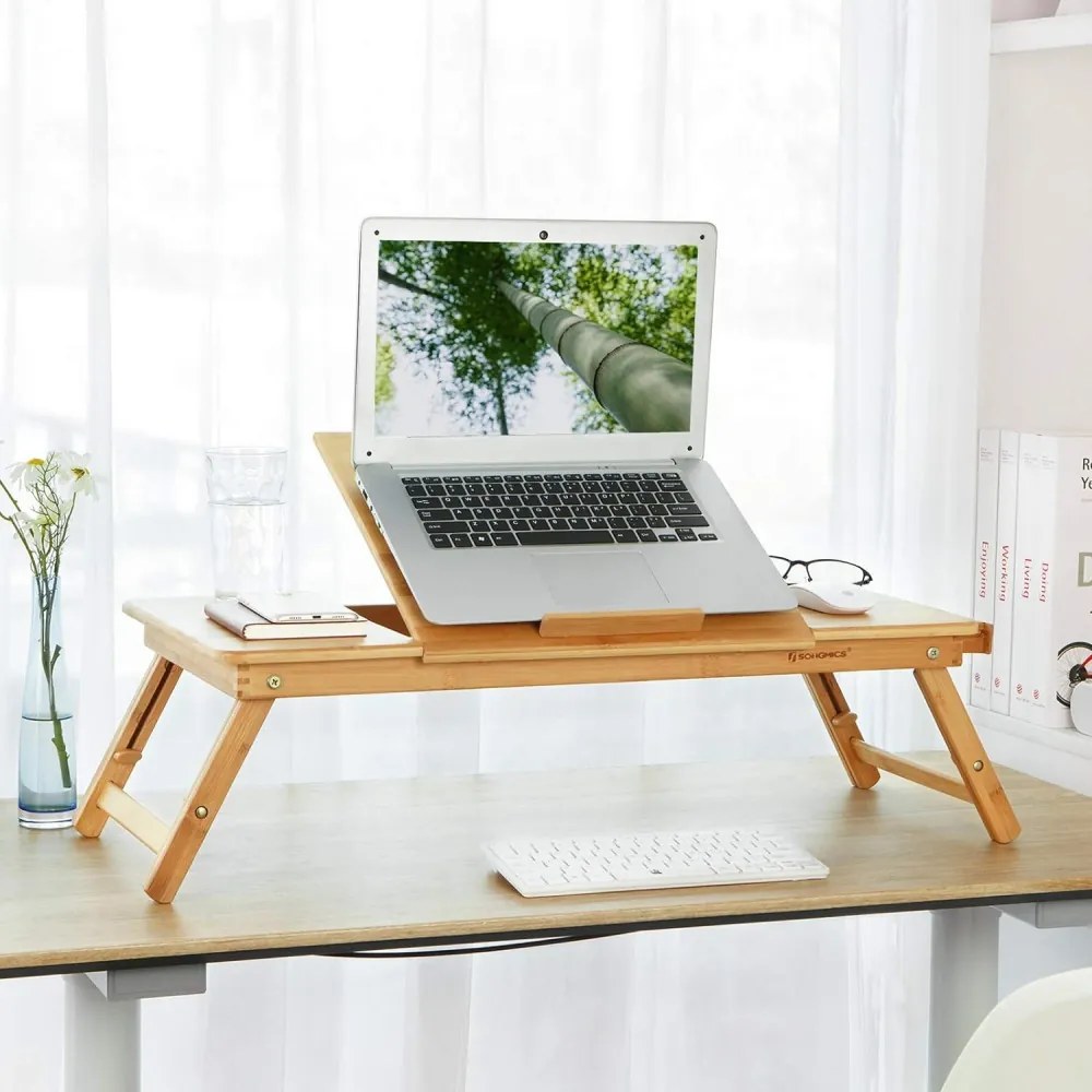 Bambusz laptop asztal állítható magasság 71x35cm