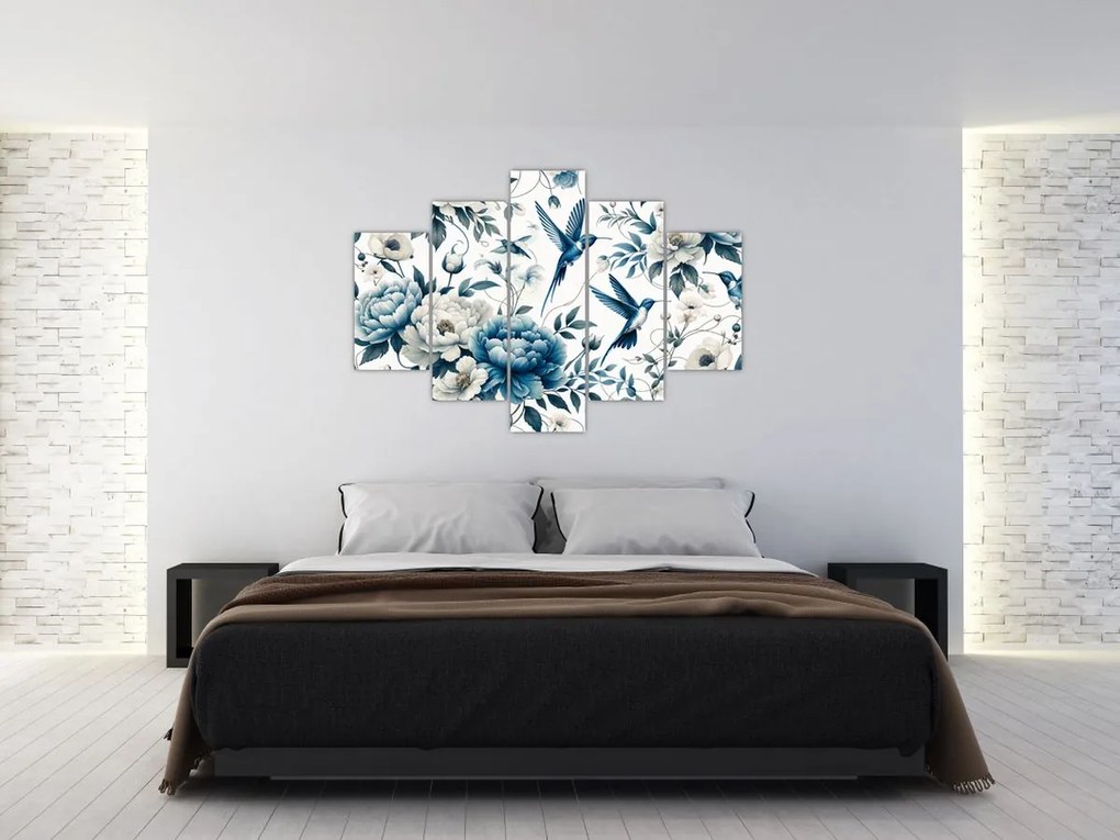 Kép - Kolibrikok virágokkal (150x105 cm)