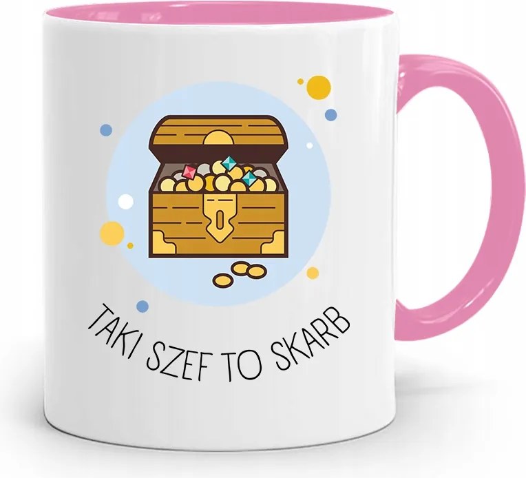 Rózsaszín Bögre Ajándék A Főnöknek Egy Ilyen Főnök Egy Kincs, fényképes nyomtatással