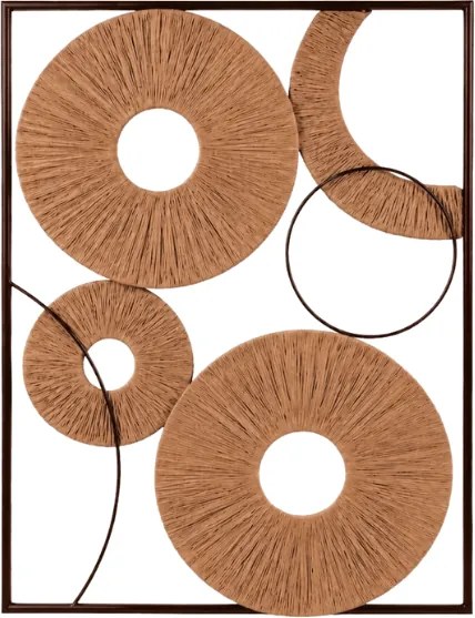 Fali dekoráció CIRCLES fémből 48x68 cm, barna