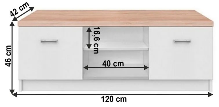 TV asztal TOPTY 2D típus 15, fehér