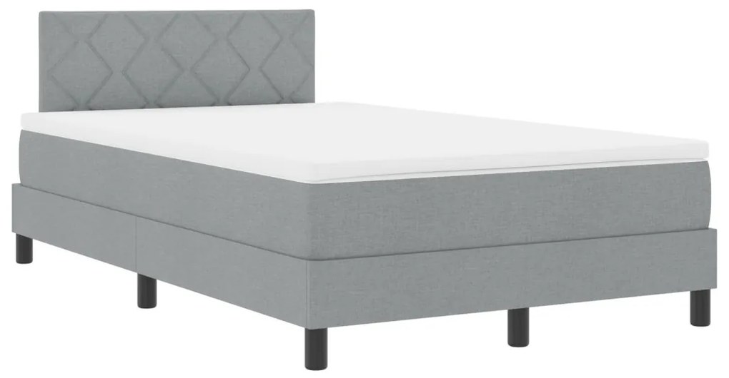 Box Spring Ágy Matraccal & LED Világosszürke 120x190 cm Szövet