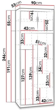 Ruhásszekrény felépítménnyel Malunas 2D (lefkas tölgy) . 1105683
