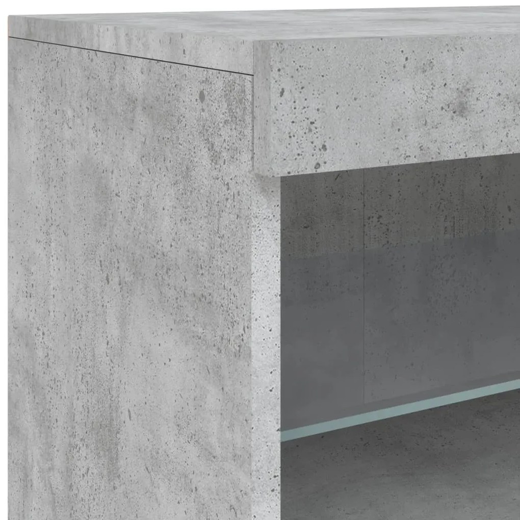 betonszürke tálalószekrény LED-világítással 60 x 37 x 67 cm