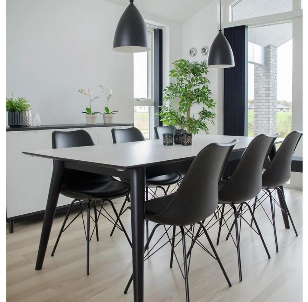 COPENHAGEN fehér bővíthető étkezőasztal fekete lábakkal 195/285cm