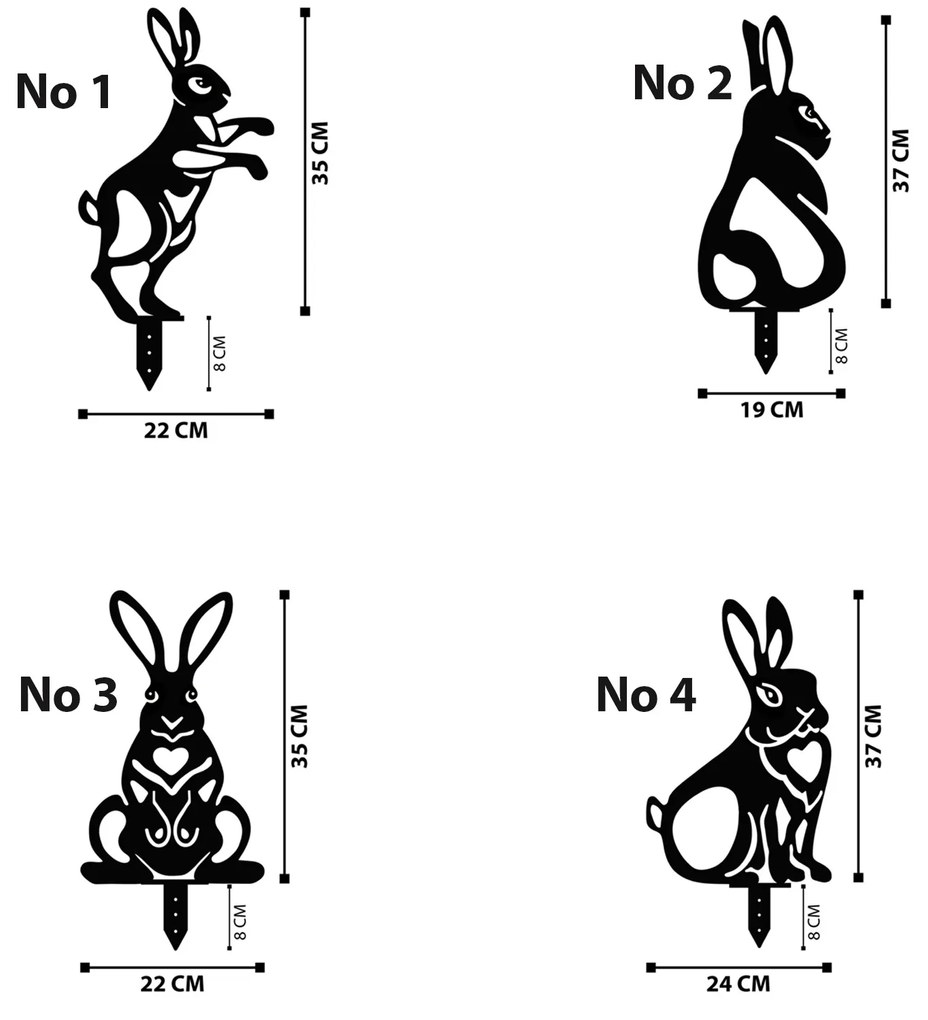 Kerti fém kiegészítők díszkészlete Rabit (fekete). 1083117