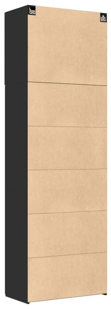 fekete szerelt fa magasszekrény 80 x 42,5 x 249 cm