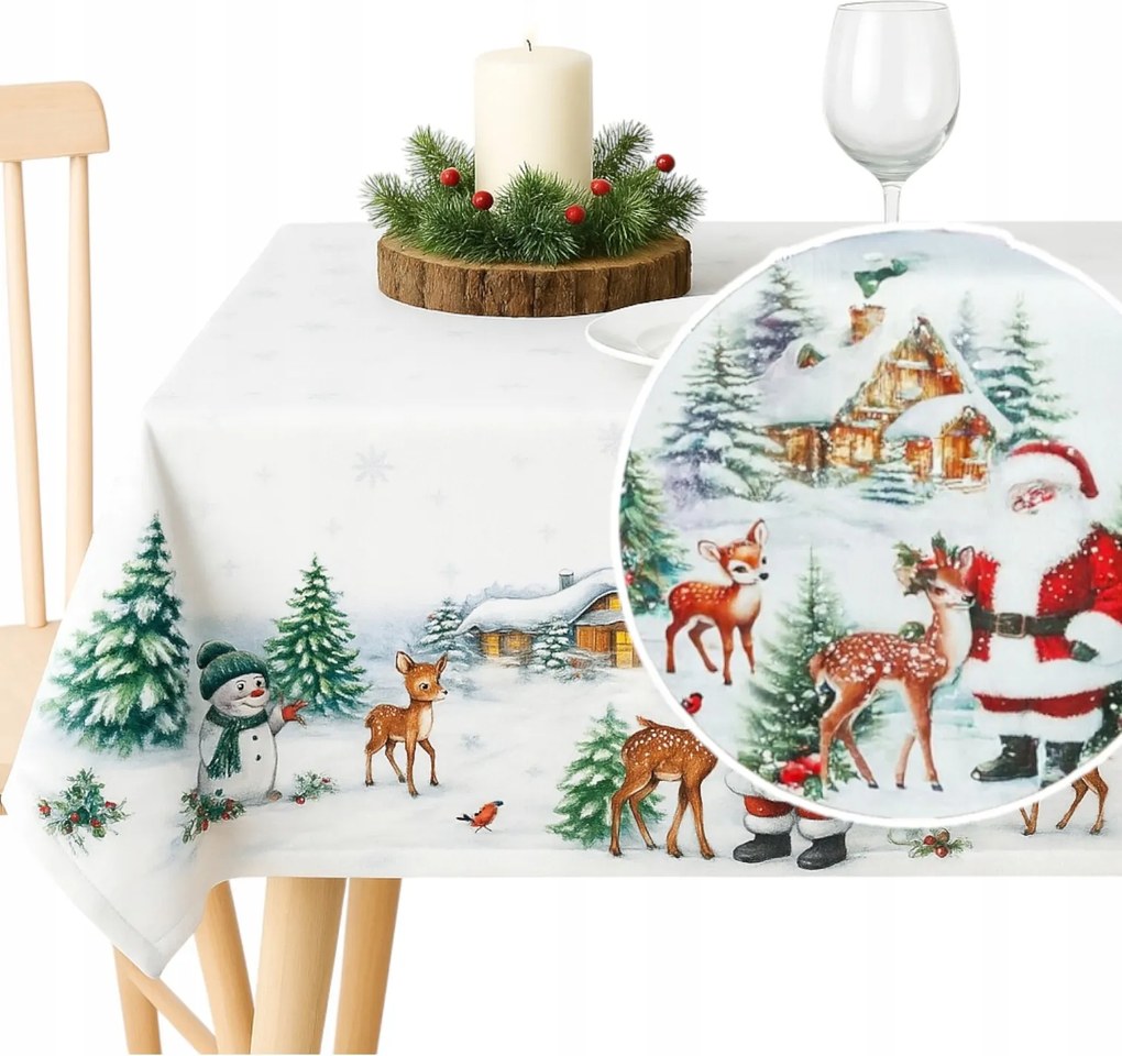 Abrosz karácsonyi asztalra Fehér karácsonyfa mikulás Karácsony 140x200