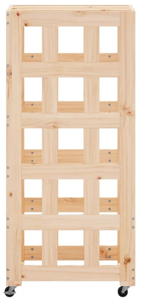 fehér tömör fenyőfa rönktároló kerekekkel 40x49x110 cm