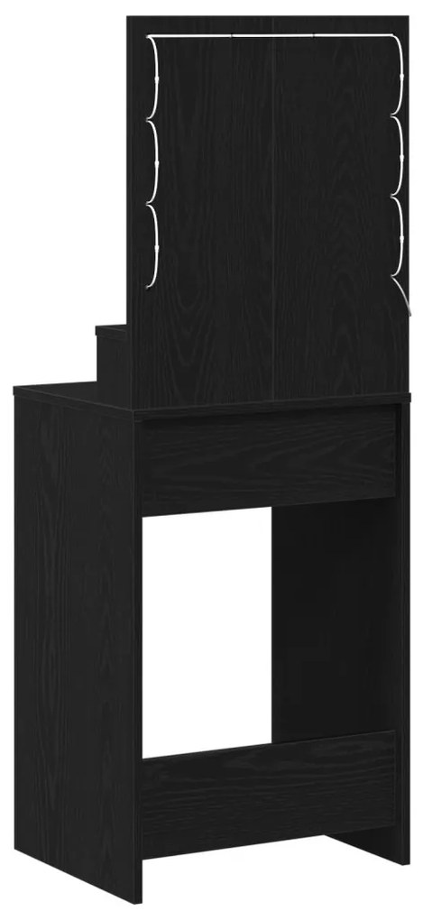 Sminktükör LED lámpával Fekete tölgy 50x41x135 cm
