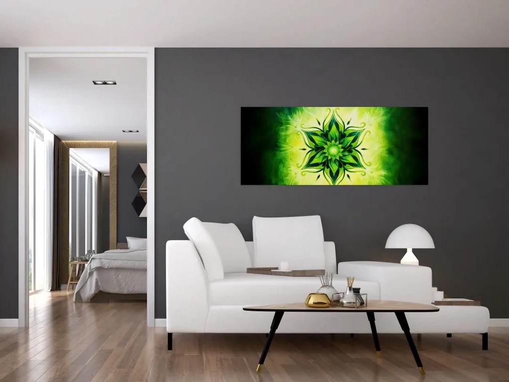 Kép - Virág mandala zöld háttérrel (120x50 cm)