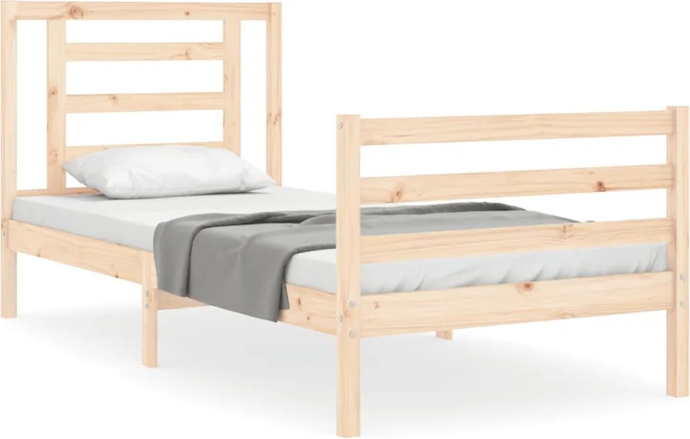 vidaXL tömör fa ágykeret fejtámlával 90 x 200 cm