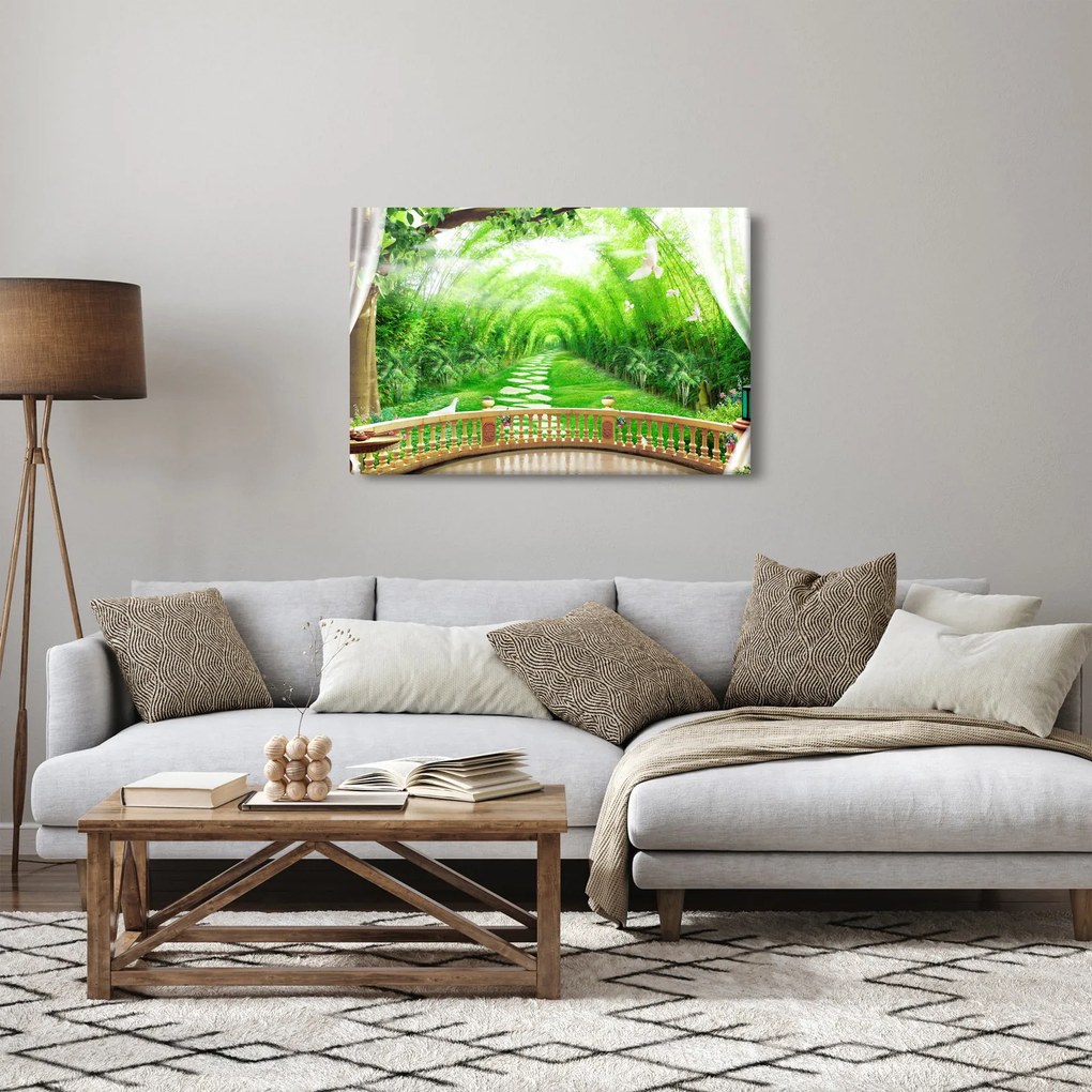 Kép - Trópusi kertre néző kilátás (90x60 cm)