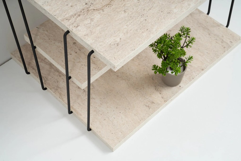 Kis asztal Lifon - Fekete, Travertine