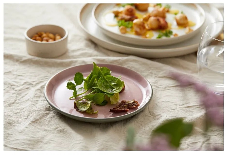 Rózsaszín-szürke desszertes kőedény tányér ø 17 cm Gastro Grey/Light Pink – Bitz