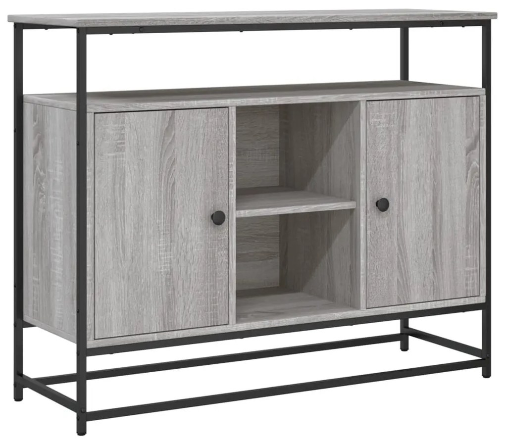 szürke sonoma színű szerelt fa tálalószekrény 100 x 35 x 80 cm