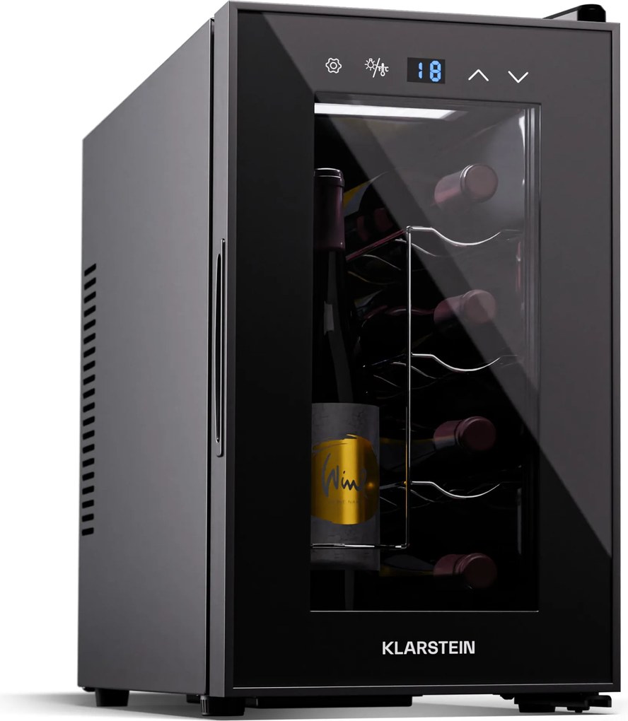 Klarstein Shiraz 8 Uno, függőleges borhűtő, 8 palack, 8 - 18 °C, érintős vezérlés