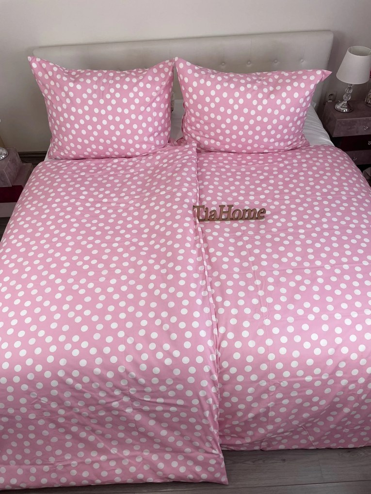 Pamut lepedők Dots rózsaszín TiaHome - Detský set 130x90cm + 65x45cm
