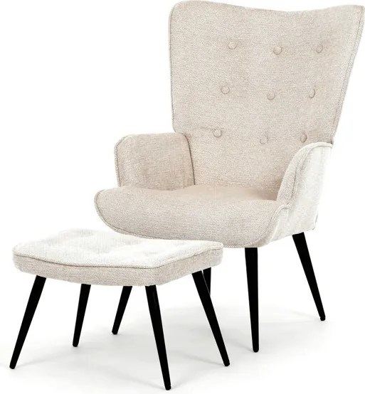 Relaxációs fotel, bézs, bársony kárpit, AK-303 CRM2