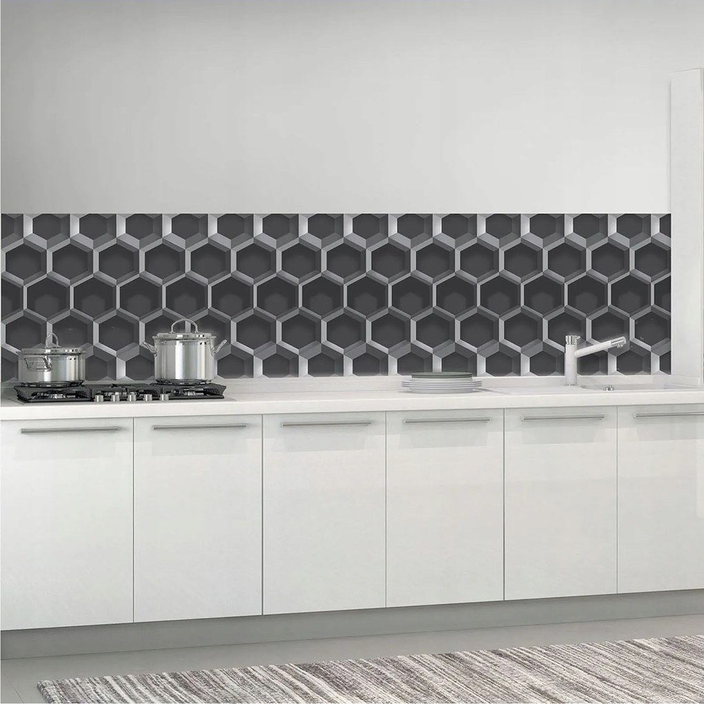 Flizelin fotótapéta Szürke színátmenetes Hexagon Absztrakt 3D 250x60 +ragasztó