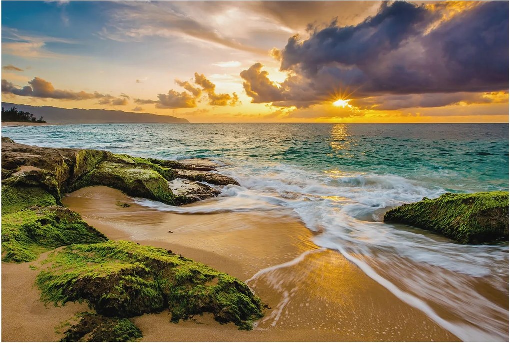 Flizelin tapéta Divatos 3D fali ragasztóval Tengeri harmónia 104x70 Ragasztó