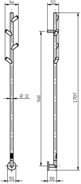 P.M.H. LS1SS-Elektromos törölközőszárító LISA 24W/230V 170 cm IP44 polírozott rozsdamentes acél